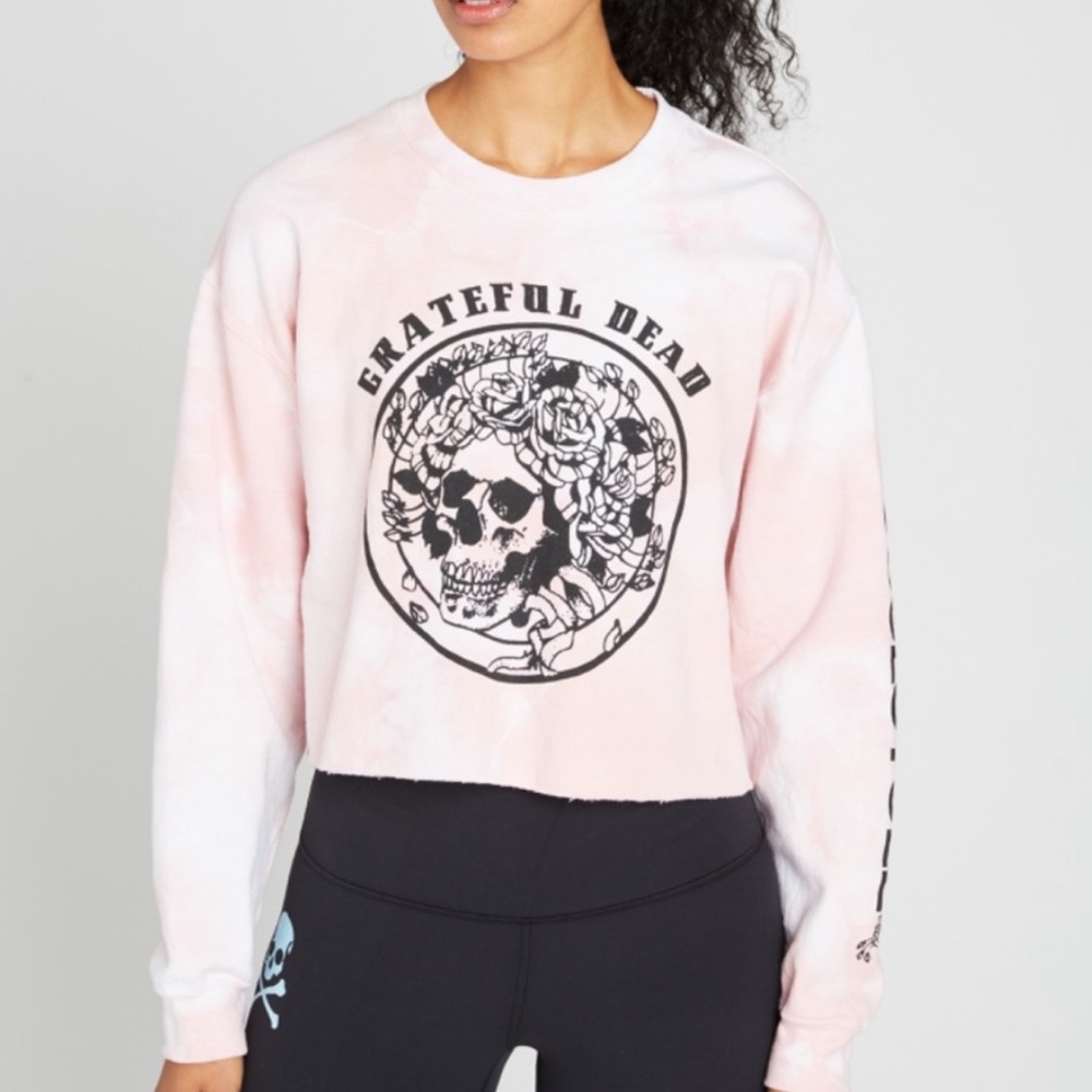 Soul Cycle Grateful Dead Tie Dye Crop Sweatshirt